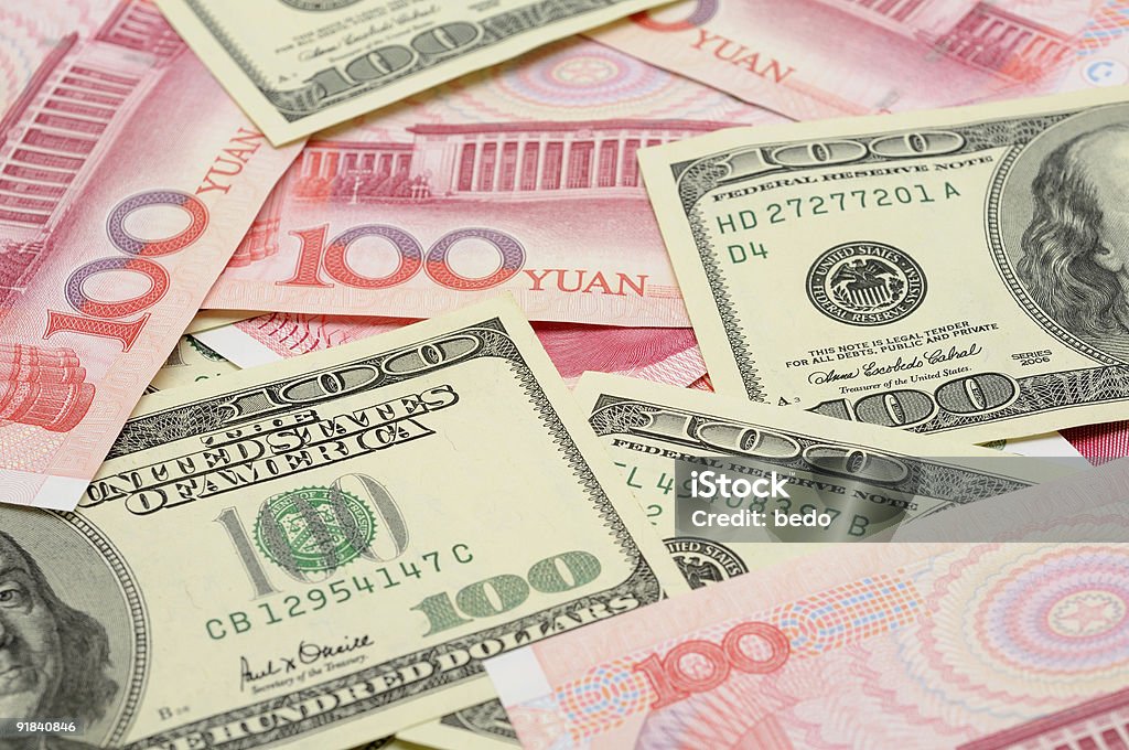 US-dollar und chinesischen yuan, Nahaufnahme - Lizenzfrei Amerikanische Währung Stock-Foto