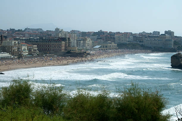 Surfer enjoying waves in Biarritz France