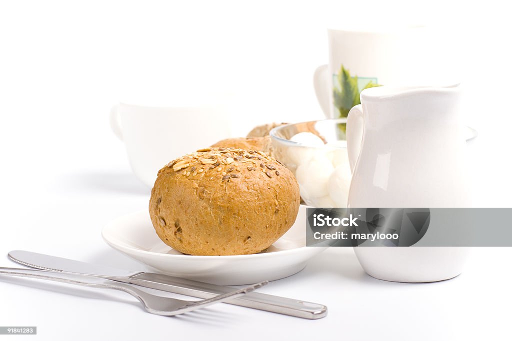 Pane, latte e mozzarella - Foto stock royalty-free di Alimentazione sana