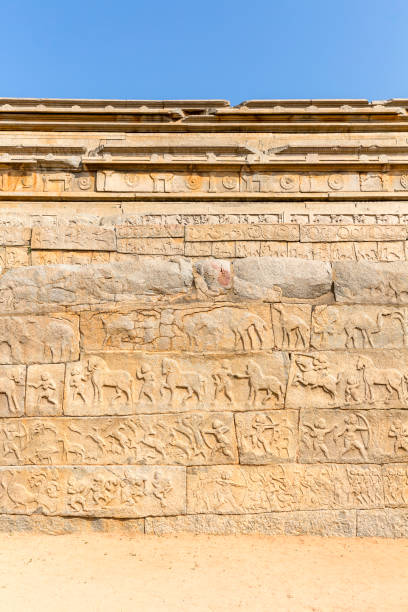 istock reliefs on Mahanavami platform monument, Hampi, Karnataka, India 918413558