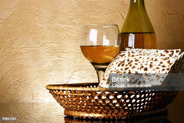 Stilllife With Wine And Matzoh Stock Photo - Download Image Now - Alcohol - Drink, Bottle, Bread