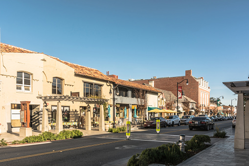 Burlingame,California,USA - December 10, 2017 : View of the Main Street of Burlingame