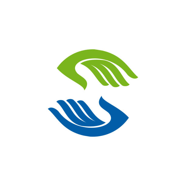 Vector sign concept of solidarity, hands touching. Letter S in green and blue Vector sign concept of solidarity, two hands touching. Letter S in green and blue succor stock illustrations