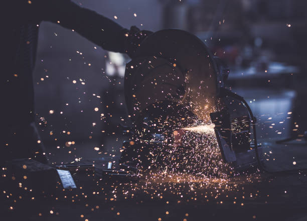 istock Grinding iron with electric saw in a workshop! 918418576