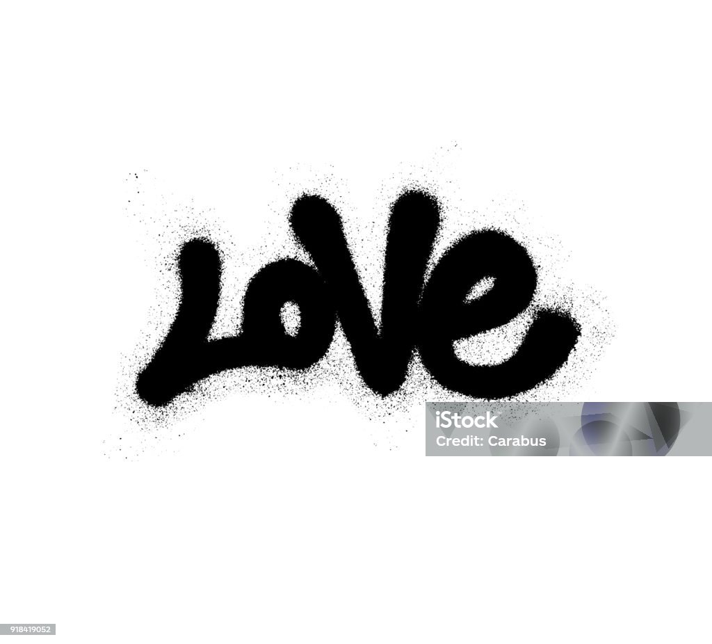 Sprayed love font graffiti with overspray in black over white. Vector illustration. Sprayed love font graffiti with overspray in black over white. Vector graffiti art illustration. Graffiti stock vector