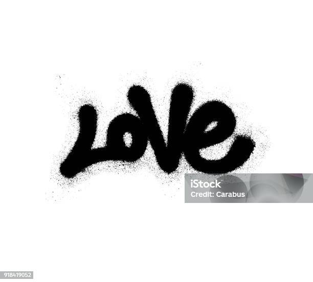 Sprayed Love Font Graffiti With Overspray In Black Over White Vector Illustration Stock Illustration - Download Image Now