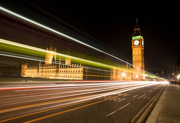 Houses of Parliament and Big Ben at night stock photo