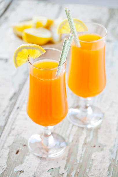 Couple of glasses of a healthy fruit juice