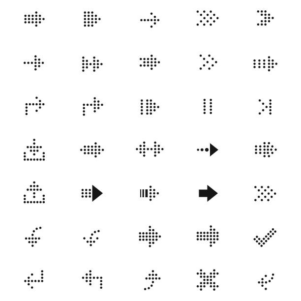 zestaw ikon strzałek - repetition spotted arrow sign loading stock illustrations