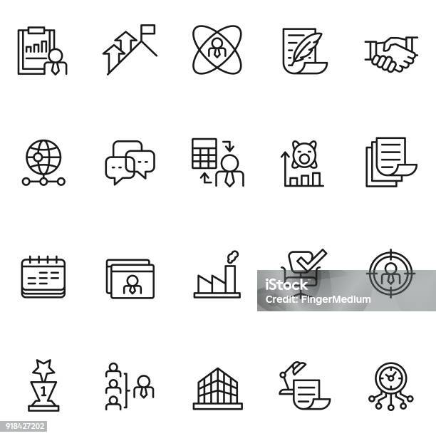 Business Icon Set Stock Illustration - Download Image Now - Manufacturing, Business, Calculator