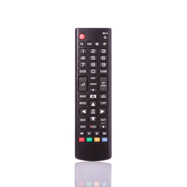 istock Black remote control for television. Studio shot isolated on white 918430036