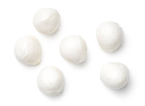 mozzarella isolated on white background - mozzarella imagens e fotografias de stock