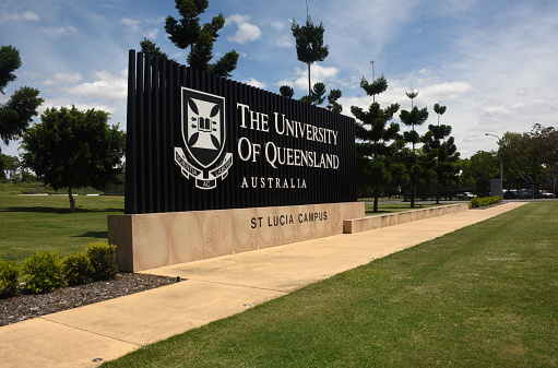 Parklands at entrance to the University of Queensland St Lucia Campus in western Brisbane. The university moved to this location from inner Brisbane in the 1930s and went through rapid development from the 1950s onwards.