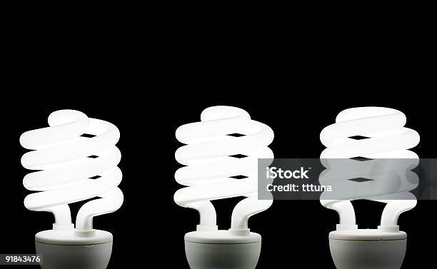 Trzy Białe Światło Żarówka Oszczędność Energii - zdjęcia stockowe i więcej obrazów Rama - Rama, Żarówka, Baner