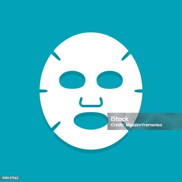 Facial Mask Flat Icon Stock Illustration - Download Image Now - Mask - Disguise, Facial Mask - Beauty Product, Sheet - Bedding