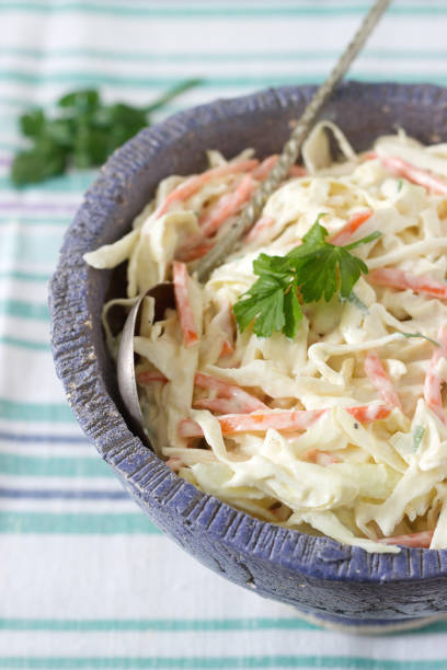 istock Coleslaw Salad from cabbage and carrots with dressing mayonnaise. 918443296