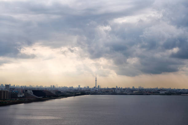 horizonte urbano de chiba - tokyo tower shinjuku ward tokyo prefecture communications tower fotografías e imágenes de stock