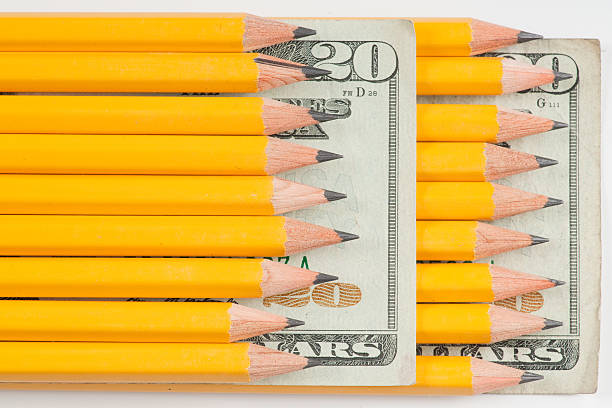 High cost of school supplies stock photo