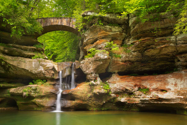 istock Waterfall and bridge in Hocking Hills State Park, Ohio, USA 918455222