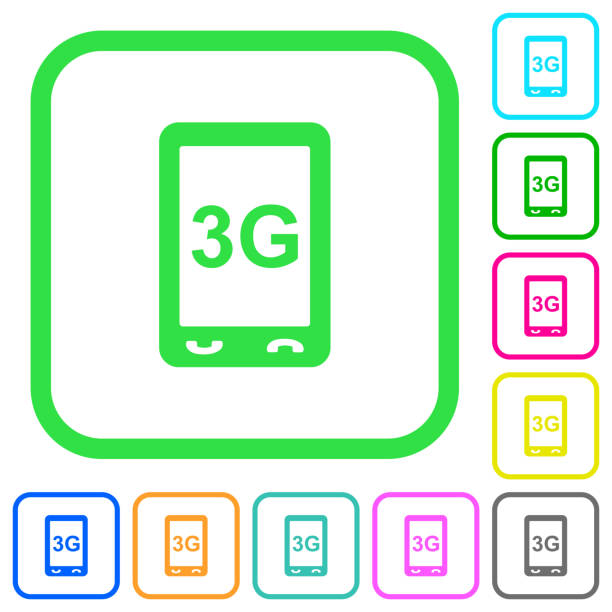 szybkość połączenia mobilnego trzeciej generacji żywe kolorowe płaskie ikony - third generation stock illustrations