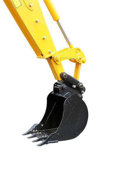 Yellow Excavator  road scraper stock pictures, royalty-free photos & images