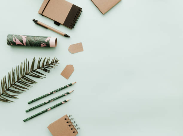 istock Workspace for Designers, Bloggers with botanical elements, trendy tropical design 918468498