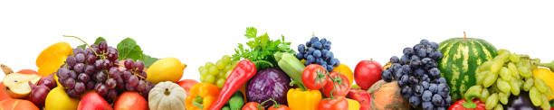 istock Collection fresh fruits and vegetables isolated on white background. 918468762