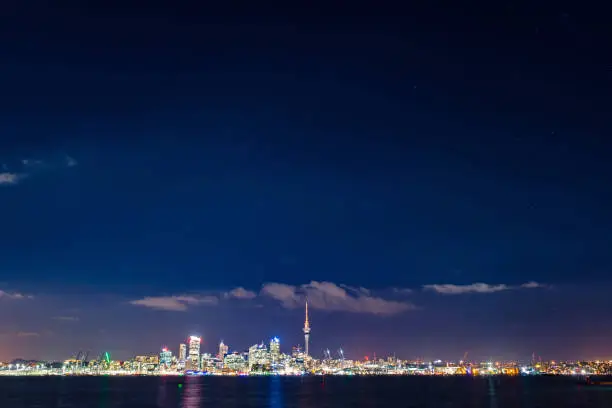 Photo of Clear starry sky above Auckland city’s skyline