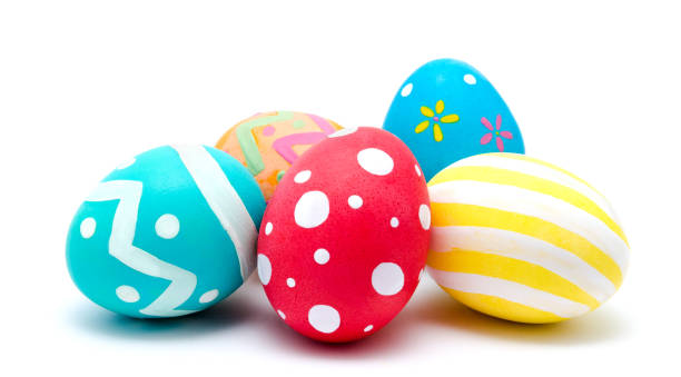 istock Perfect colorful handmade easter eggs isolated on a white 918470652