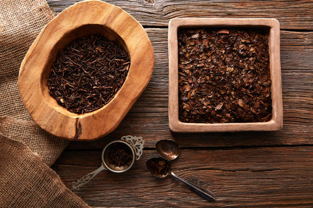 istock Kukicha and Bancha tea on wood table 918472286
