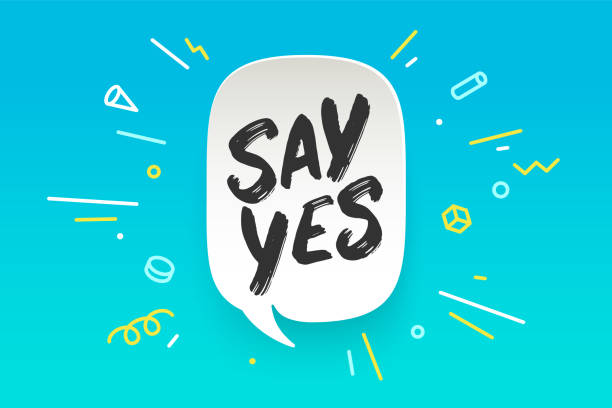 Say Yes. Banner, speech bubble Say Yes. Banner, speech bubble, poster and sticker concept, geometric style with text SAY YES. Icon message Say Yes cloud talk for banner, poster, web. White background. Vector Illustration excited stock illustrations