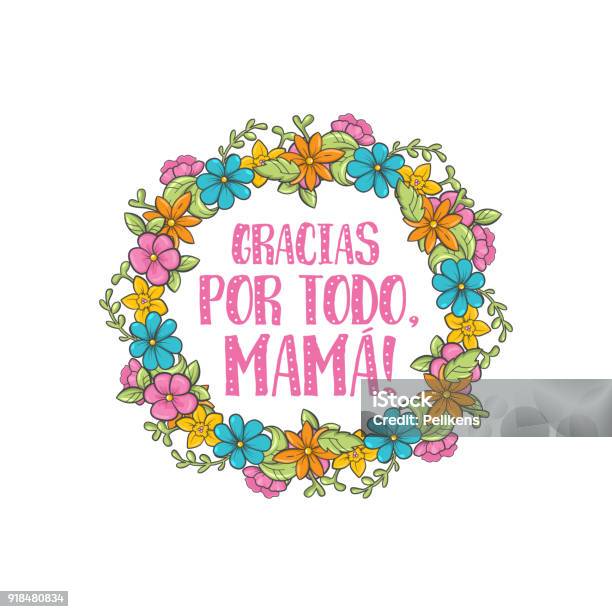 Spanish Mother Day Greeting Stock Illustration - Download Image Now - Art, Award Ribbon, Beauty