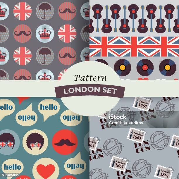 Britis Pattern Set Of Grey British Hipster Patterns Stock Illustration - Download ...