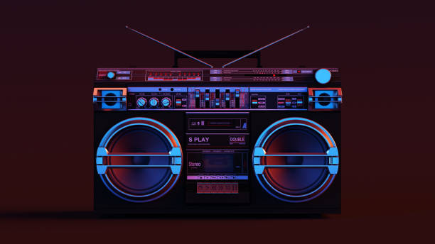 éclairage de boombox moody 80 s - 1980s style audio photos et images de collection