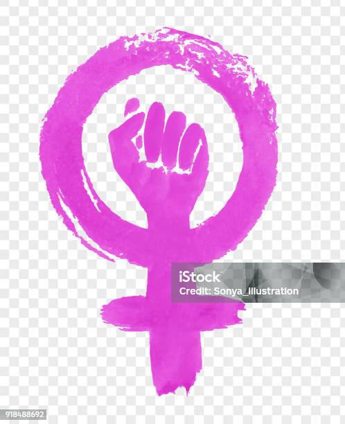 Hand Getekend Illustratie Van Feminisme Protest Symbool Stockvectorkunst en meer beelden van Volwassen vrouwen