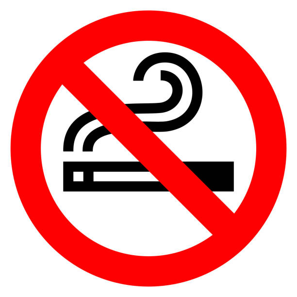 No smoking red sign No smoking red sign on a white background nonsmoker stock illustrations