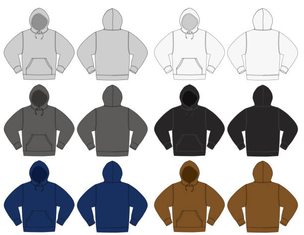 ilustrações, clipart, desenhos animados e ícones de ilustração de capuz (capuz) / variações de cor - hooded shirt