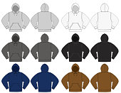 Illustration of hoodie (hooded sweatshirt) / color variations