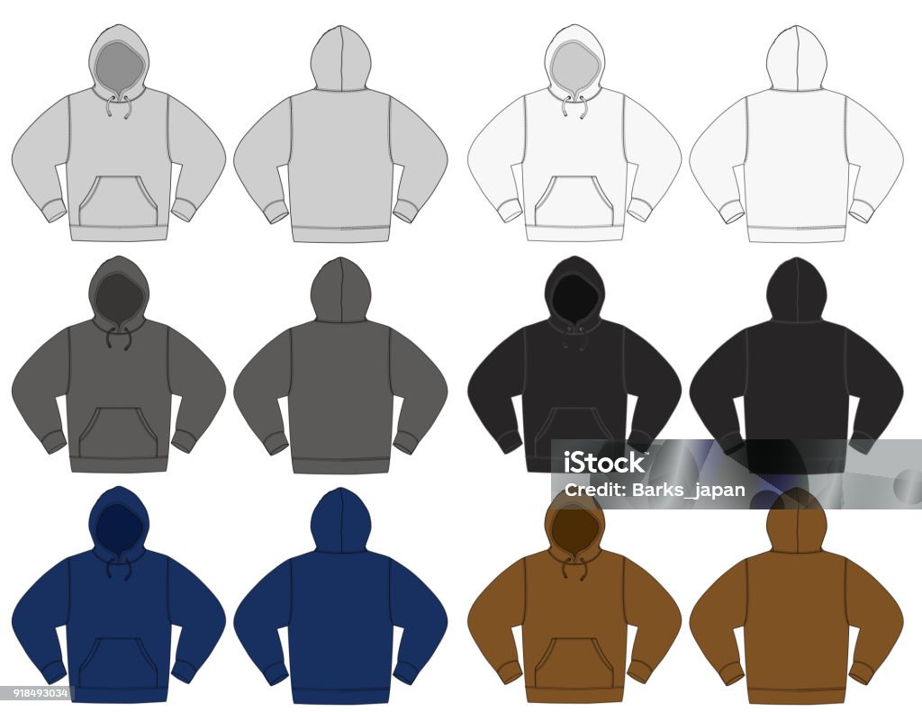 Illustration of hoodie (hooded sweatshirt) / color variations Hooded Shirt stock vector