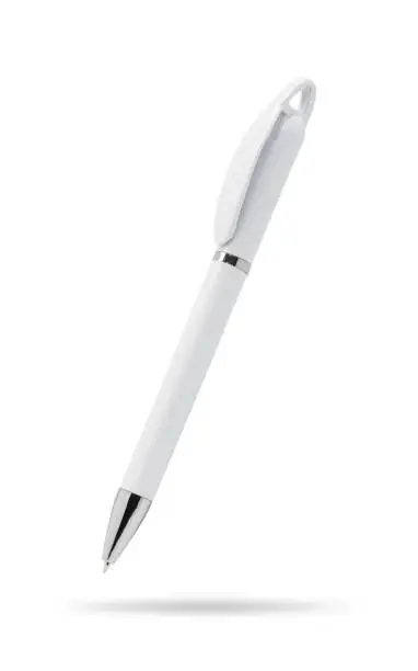Photo of Pen isolated on white background. Template of ballpoint pen for your design. ( Clipping paths )