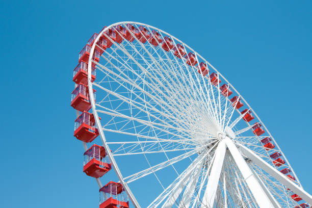 Ferris Wheel in Chicago Ferris Wheel against a blue sky in Chicago ferris wheel photos stock pictures, royalty-free photos & images