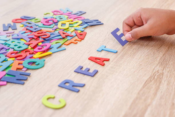 istock Colorful wooden alphabet and word 