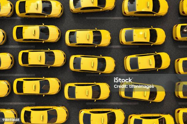 Photo libre de droit de Embouteillage De Taxis Jaunes banque d'images et plus d'images libres de droit de Répétition - Répétition, Taxi, Voiture