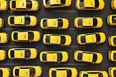 traffic jam of yellow taxis