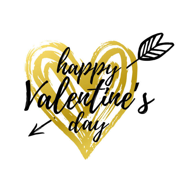 ilustraciones, imágenes clip art, dibujos animados e iconos de stock de feliz día de san valentín tarjeta - valentines day heart shape gold red