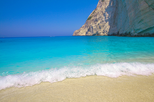 Amazing beach located on Navagio Beach, Zakynthos Island, Greece