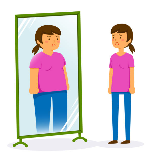 Feeling Fat Stock Illustration - Download Image Now - Low Self-Esteem,  Mirror - Object, Looking - iStock