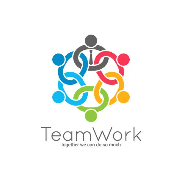 Vector illustration of Teamwork chain . Business team union concept icon on white background.