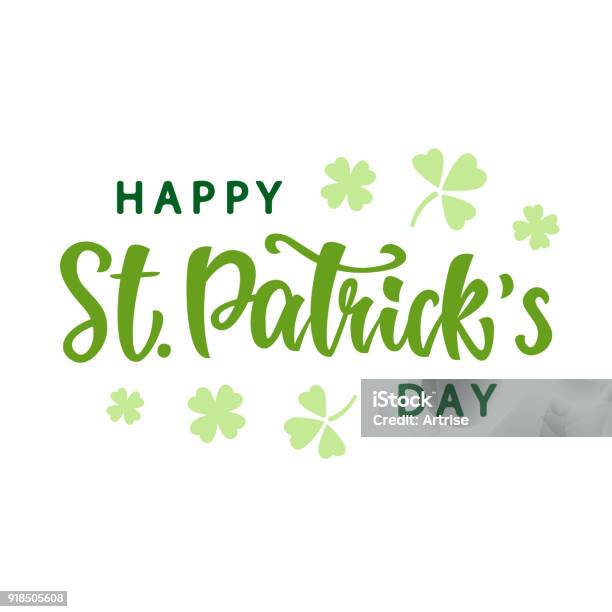 Happy Saint Patricks Day Greeting Poster Stock Illustration - Download Image Now - St. Patrick's Day, Happiness, Text