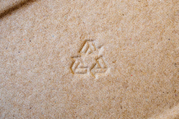 recycle sign on brown paper texture background